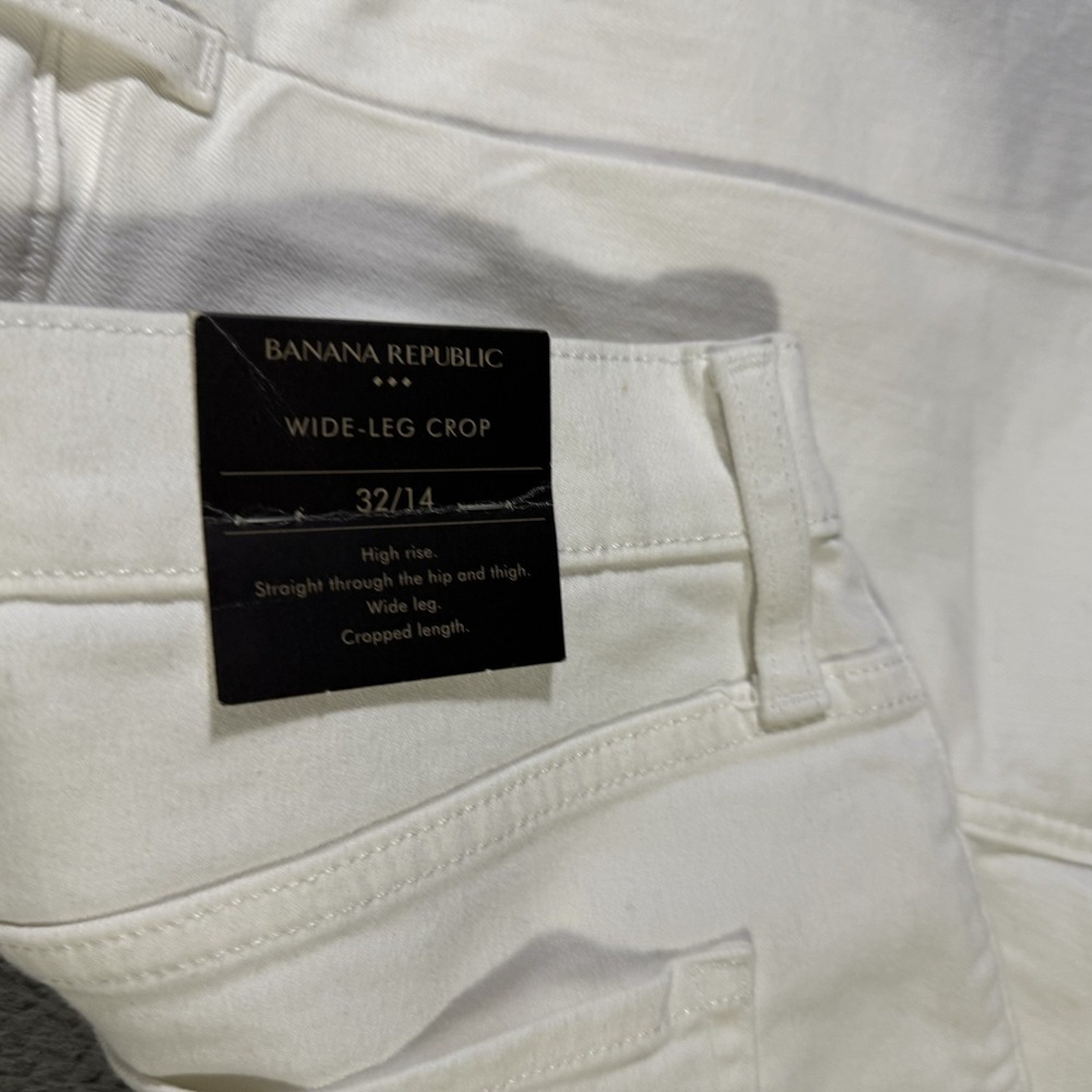 Banana Republic‎ Jeans Womens 32/14 Wide-Leg Crop Baggy White Denim - Picture 4 of 8